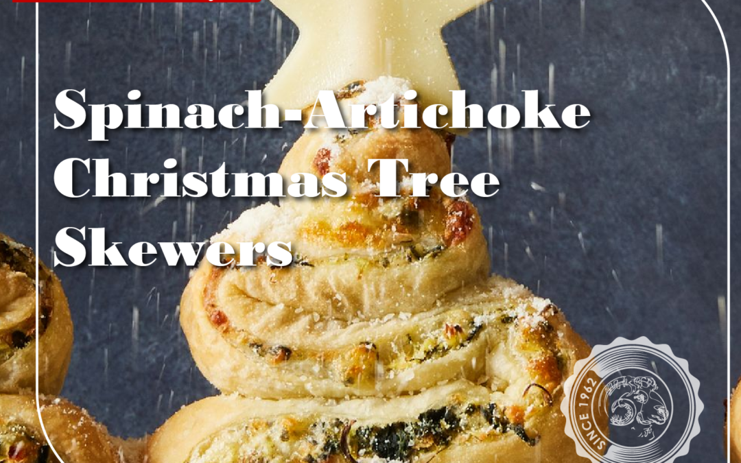 Spinach-Artichoke Christmas Tree Skewers